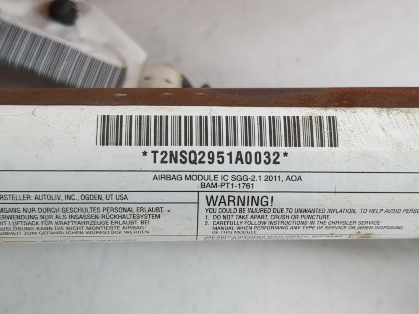 2011-2014 Dodge Avenger Passenger Curtain Air Bag Oem - Oemusedautoparts1.com