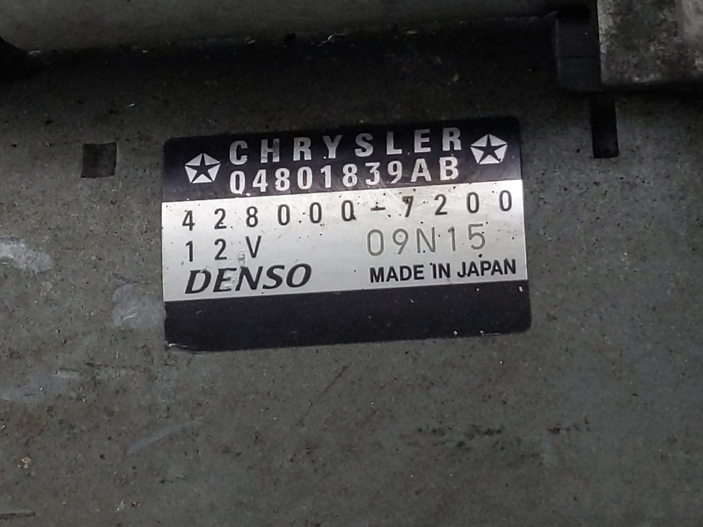 2012 Dodge Caravan Car Starter Motor Solenoid OEM P/N:04801839AB 428000-7200 Fits OEM Used Auto Parts - Oemusedautoparts1.co
