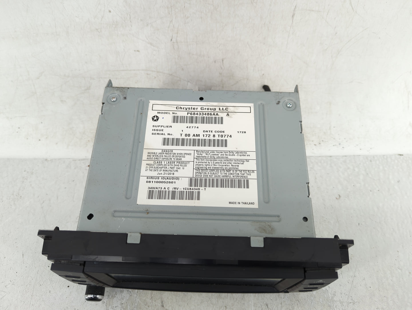 2012 Dodge Caravan Radio AM FM Cd Player Receiver Replacement P/N:68433486AA Fits Fits 2013 2014 2015 2016 2017 2018 2019 20