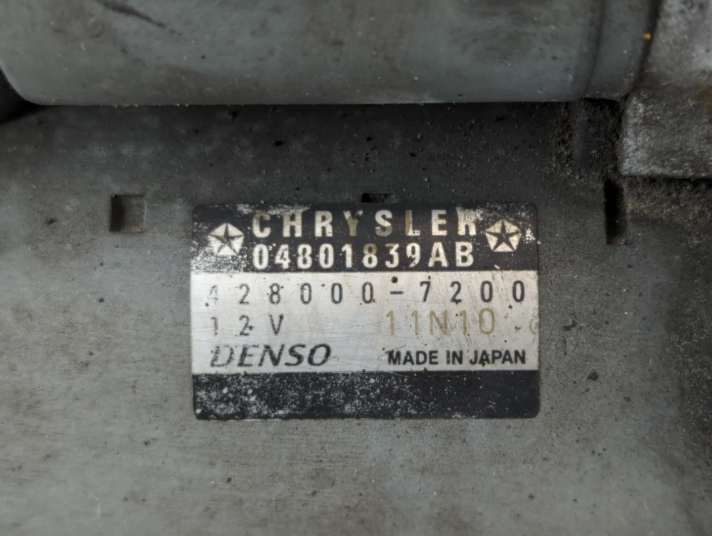 2012 Dodge Caravan Car Starter Motor Solenoid OEM P/N:428000-7200 04801839AB Fits OEM Used Auto Parts - Oemusedautoparts1.co