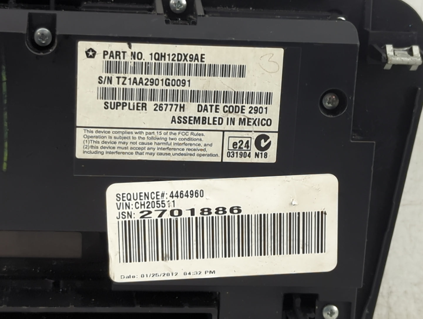 2011-2012 Dodge Charger Climate Control Module Temperature AC/Heater Replacement P/N:1QH12DX9AE Fits Fits 2011 2012 OEM Used