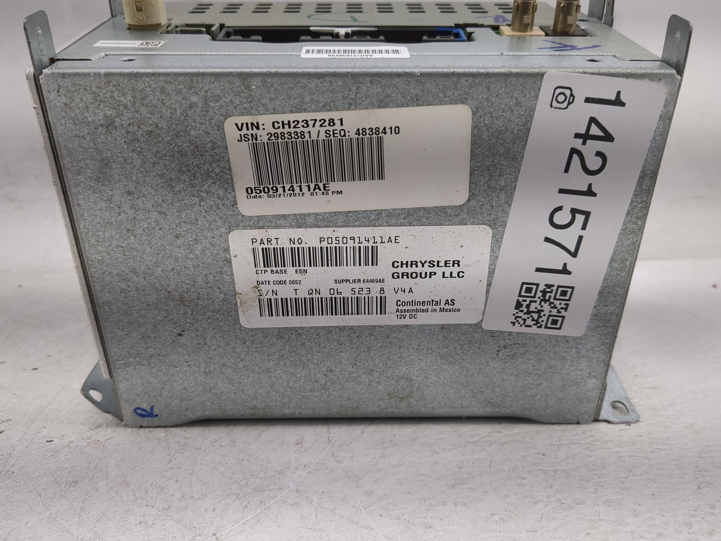 2012 Dodge Charger Radio AM FM Cd Player Receiver Replacement P/N:P05091411AE 05091411AE, A2C53371130, A2C53389822200 Fits O