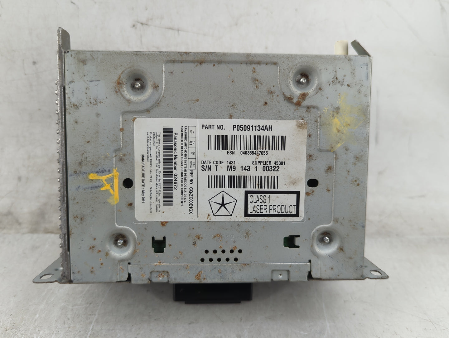 2012 Dodge Charger Radio AM FM Cd Player Receiver Replacement P/N:5091134AH Fits Fits 2013 2014 OEM Used Auto Parts - Oemuse