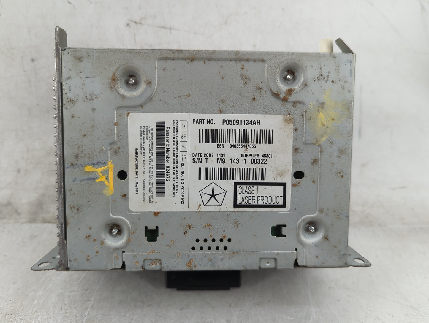 2012 Dodge Charger Radio AM FM Cd Player Receiver Replacement P/N:5091134AH Fits Fits 2013 2014 OEM Used Auto Parts - Oemuse