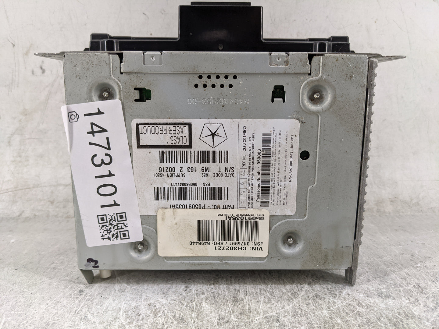 2012 Dodge Charger Radio AM FM Cd Player Receiver Replacement P/N:P05091035AI CQ-ZC01E0GX Fits Fits 2013 2014 OEM Used Auto 