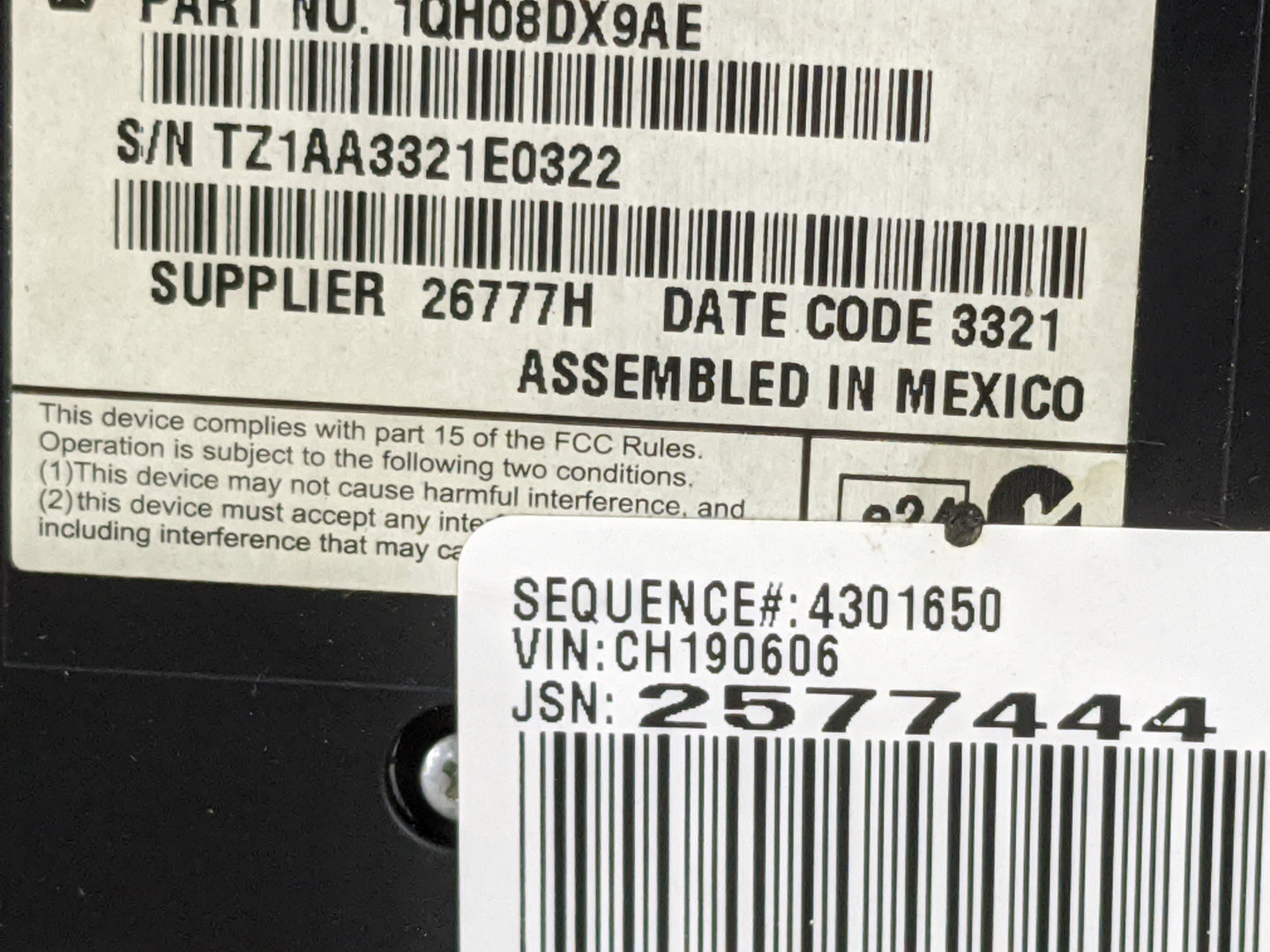 2011-2012 Dodge Charger Climate Control Module Temperature AC/Heater Replacement P/N:1QH08DX9AE Fits Fits 2011 2012 OEM Used