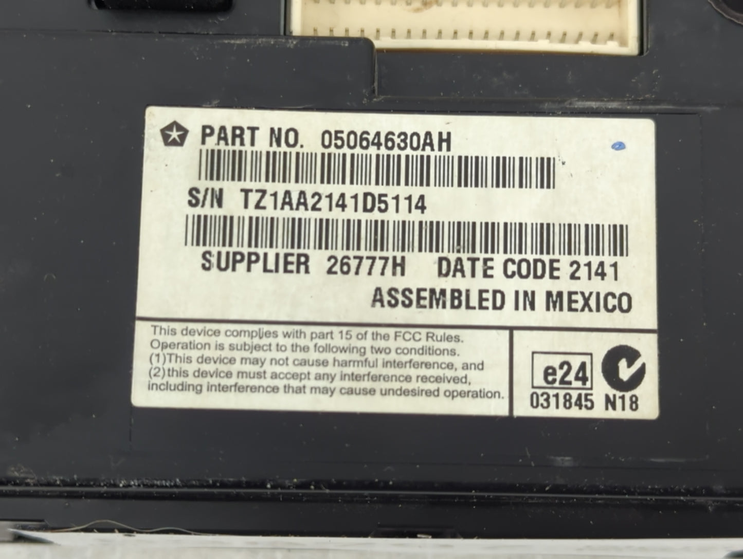 2012 Dodge Charger Radio AM FM Cd Player Receiver Replacement P/N:05064630AH Fits OEM Used Auto Parts - Oemusedautoparts1.co