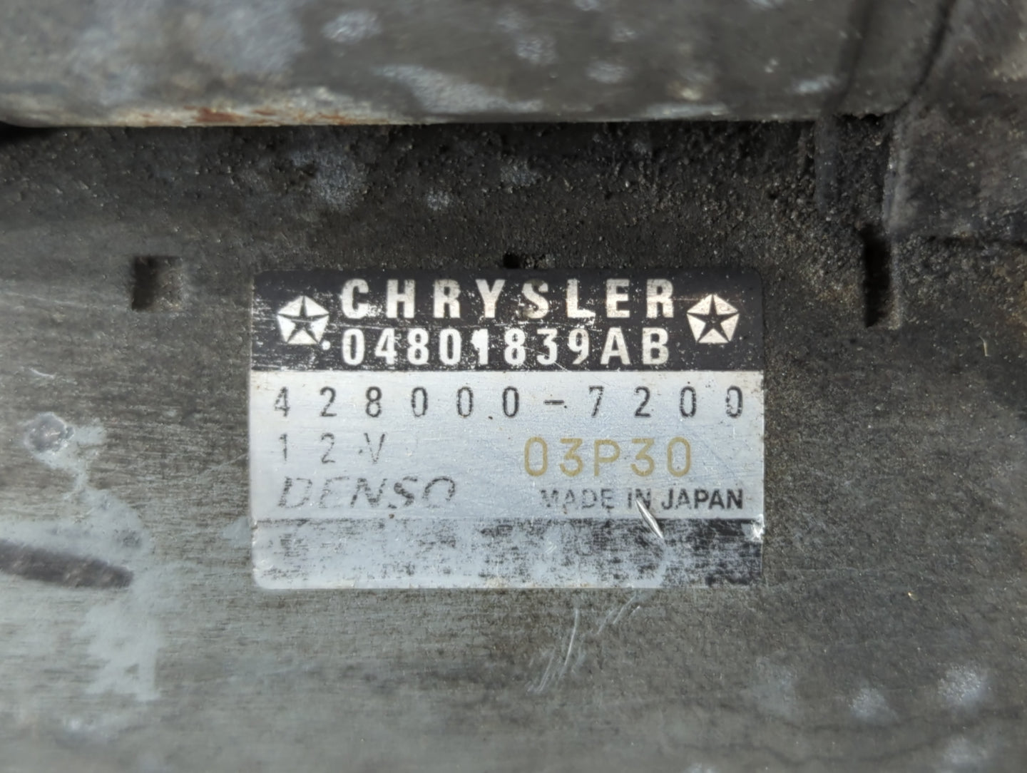 2011-2019 Dodge Journey Car Starter Motor Solenoid OEM P/N:428000-7200 04801839AB Fits OEM Used Auto Parts - Oemusedautopart