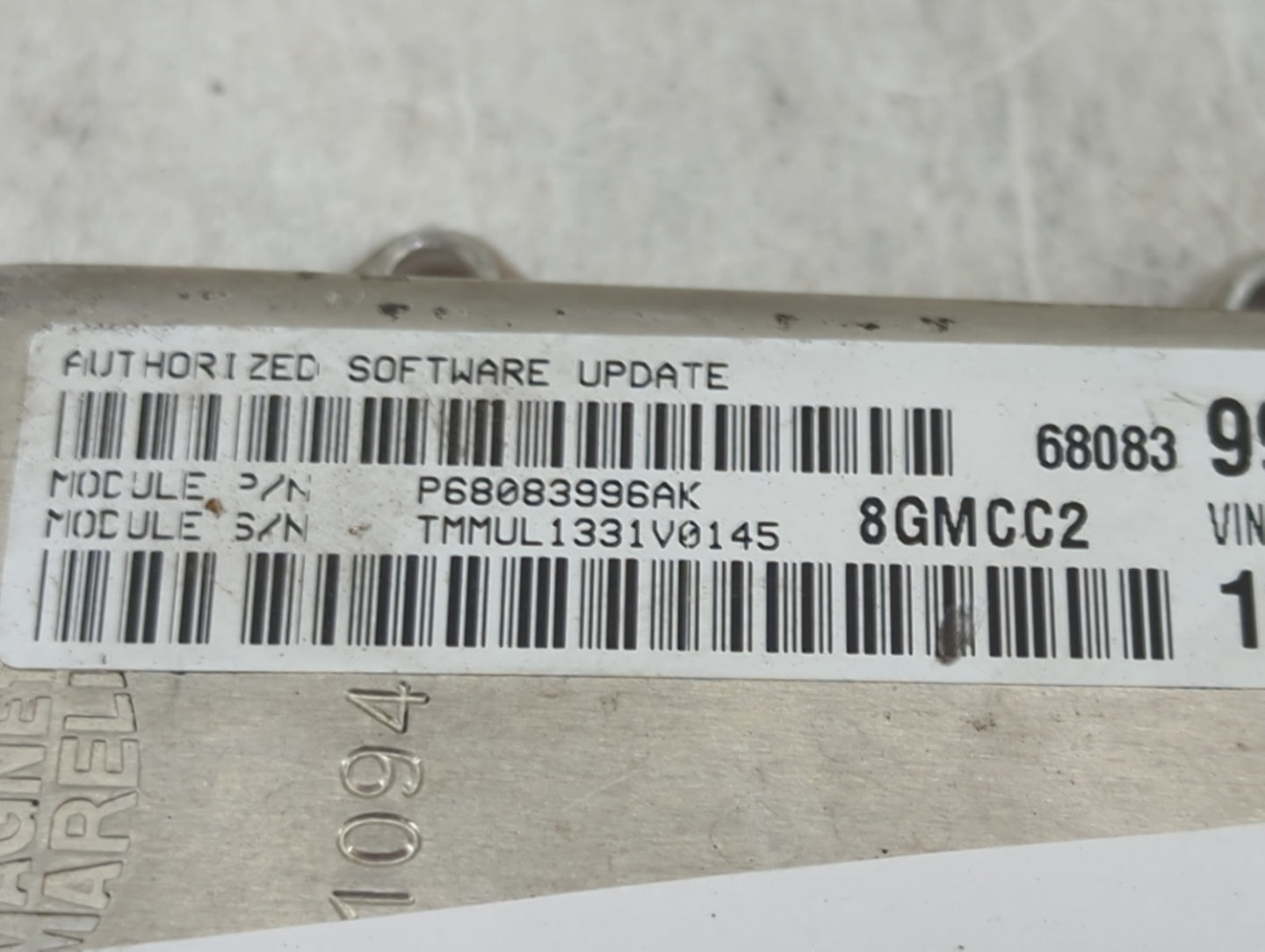 2012-2014 Fiat 500 PCM Engine Control Computer ECU ECM PCU OEM P/N:P68083996AK Fits Fits 2012 2013 2014 OEM Used Auto Parts 