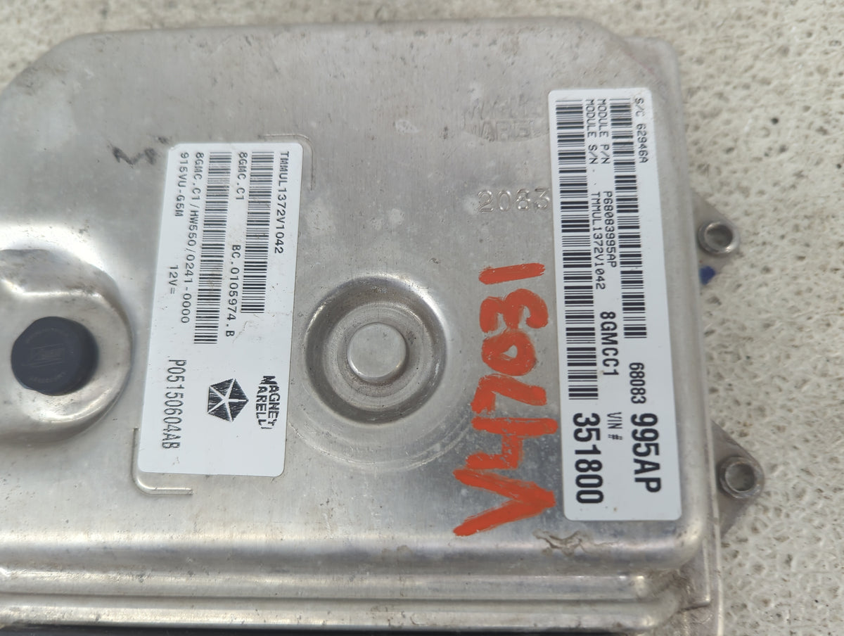 2012-2014 Fiat 500 PCM Engine Control Computer ECU ECM PCU OEM P/N:P68083995AP TMMUL1372V1042, 8GMCC1 Fits Fits 2012 2013 20
