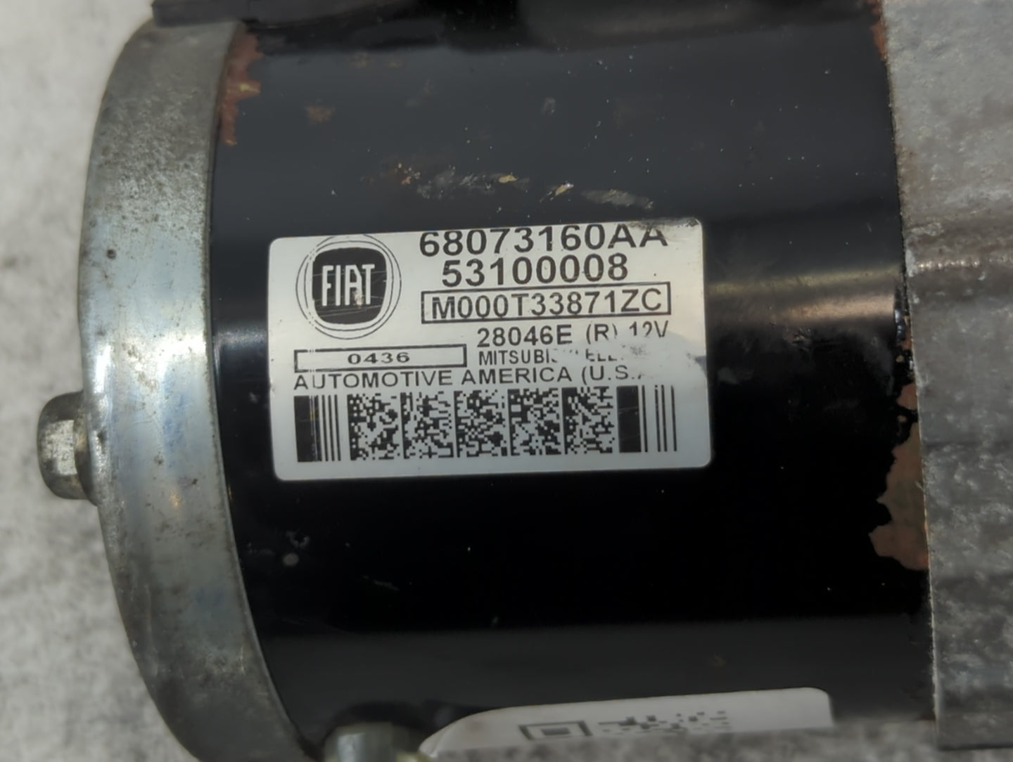 2012-2017 Fiat 500 Car Starter Motor Solenoid OEM P/N:53100008 68073160AA Fits Fits 2012 2013 2014 2015 2016 2017 OEM Used A