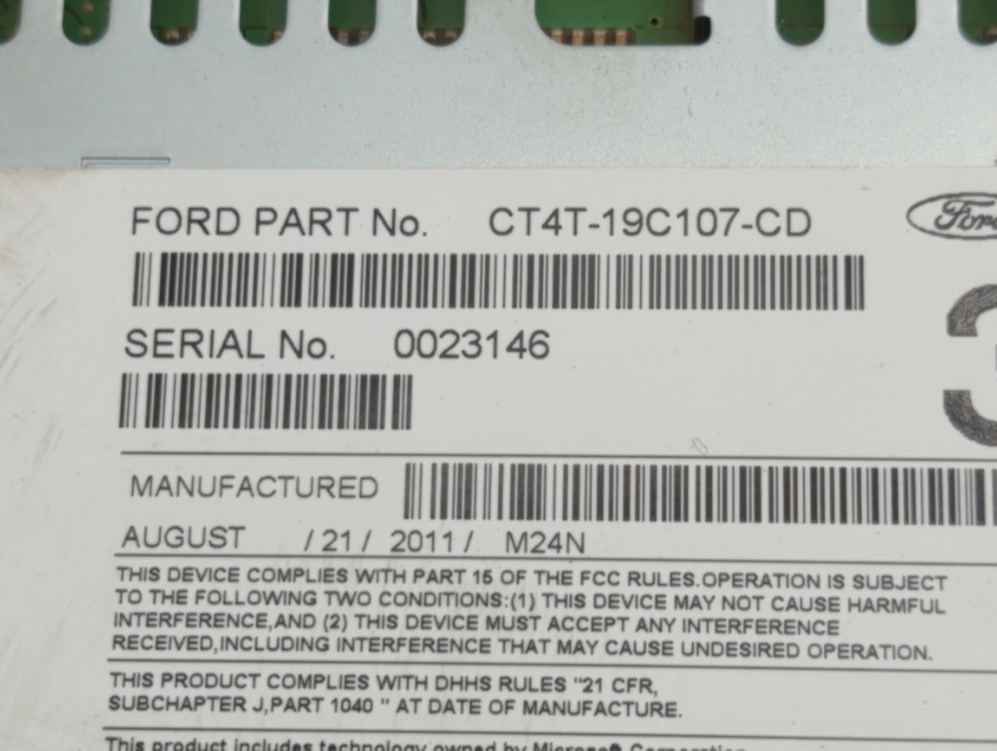 2012 Ford Edge Radio AM FM Cd Player Receiver Replacement P/N:CT4T-19C107-CD Fits OEM Used Auto Parts - Oemusedautoparts1.co