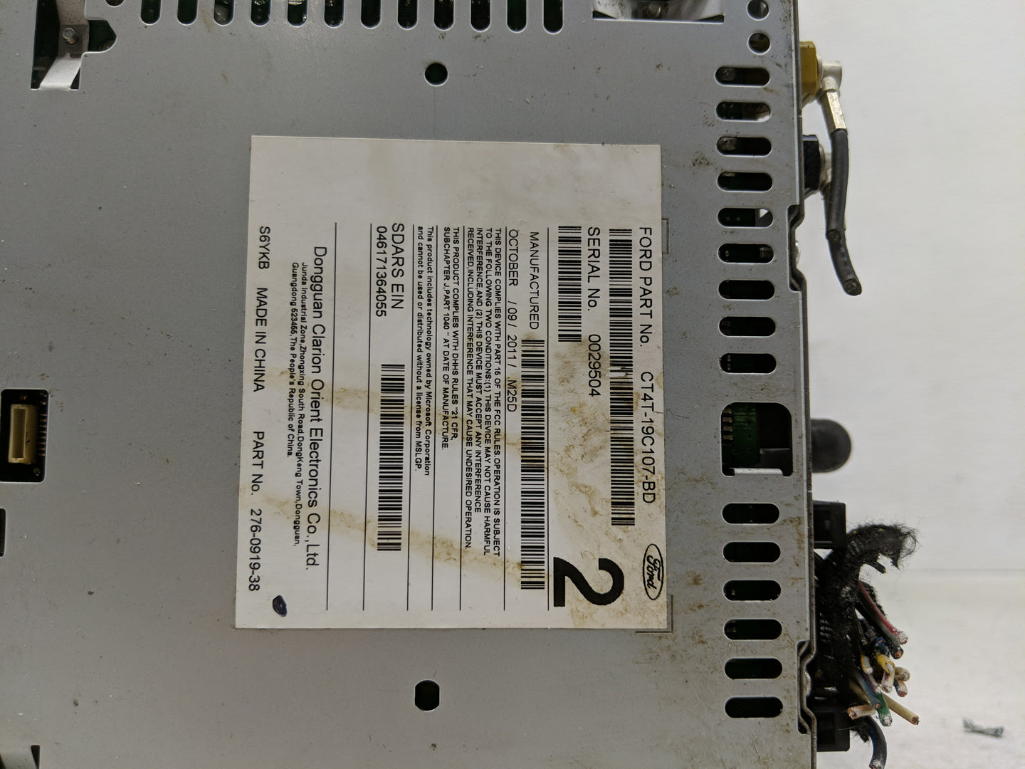 2012 Ford Edge Radio AM FM Cd Player Receiver Replacement P/N:CT4T-19C107-BD Fits Fits 2013 OEM Used Auto Parts - Oemusedaut