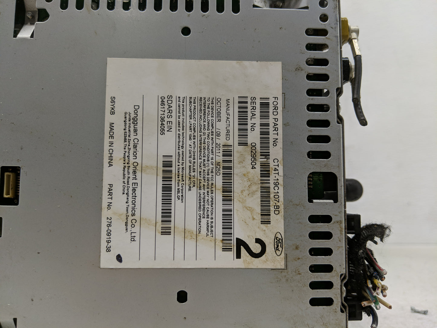 2012 Ford Edge Radio AM FM Cd Player Receiver Replacement P/N:CT4T-19C107-BD Fits Fits 2013 OEM Used Auto Parts - Oemusedaut