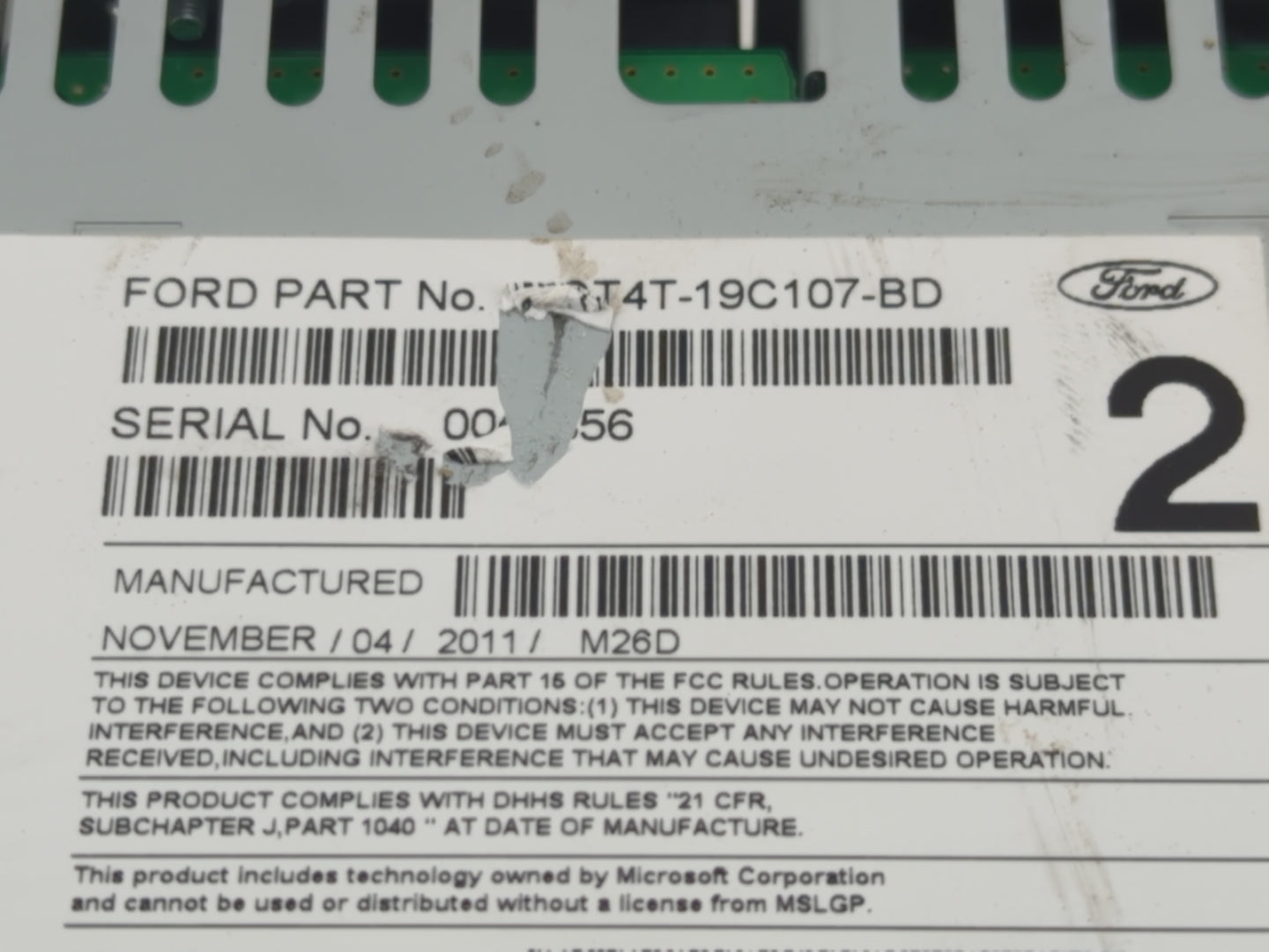 2012 Ford Edge Radio AM FM Cd Player Receiver Replacement P/N:CT4T-19C107-BD Fits Fits 2013 OEM Used Auto Parts - Oemusedaut