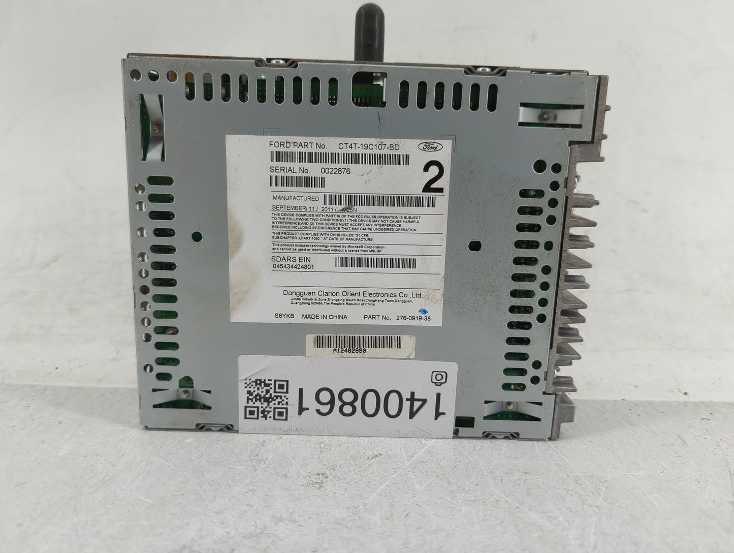 2012 Ford Edge Radio AM FM Cd Player Receiver Replacement P/N:CT4T-19C107-BD Fits OEM Used Auto Parts - Oemusedautoparts1.co