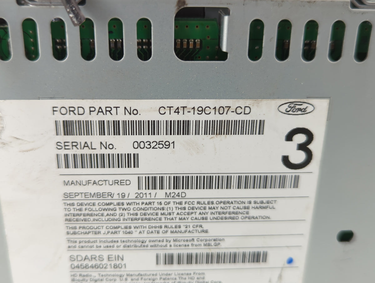 2012-2012 Ford Edge Am Fm Cd Player Radio Receiver 457042 - Oemusedautoparts1.com
