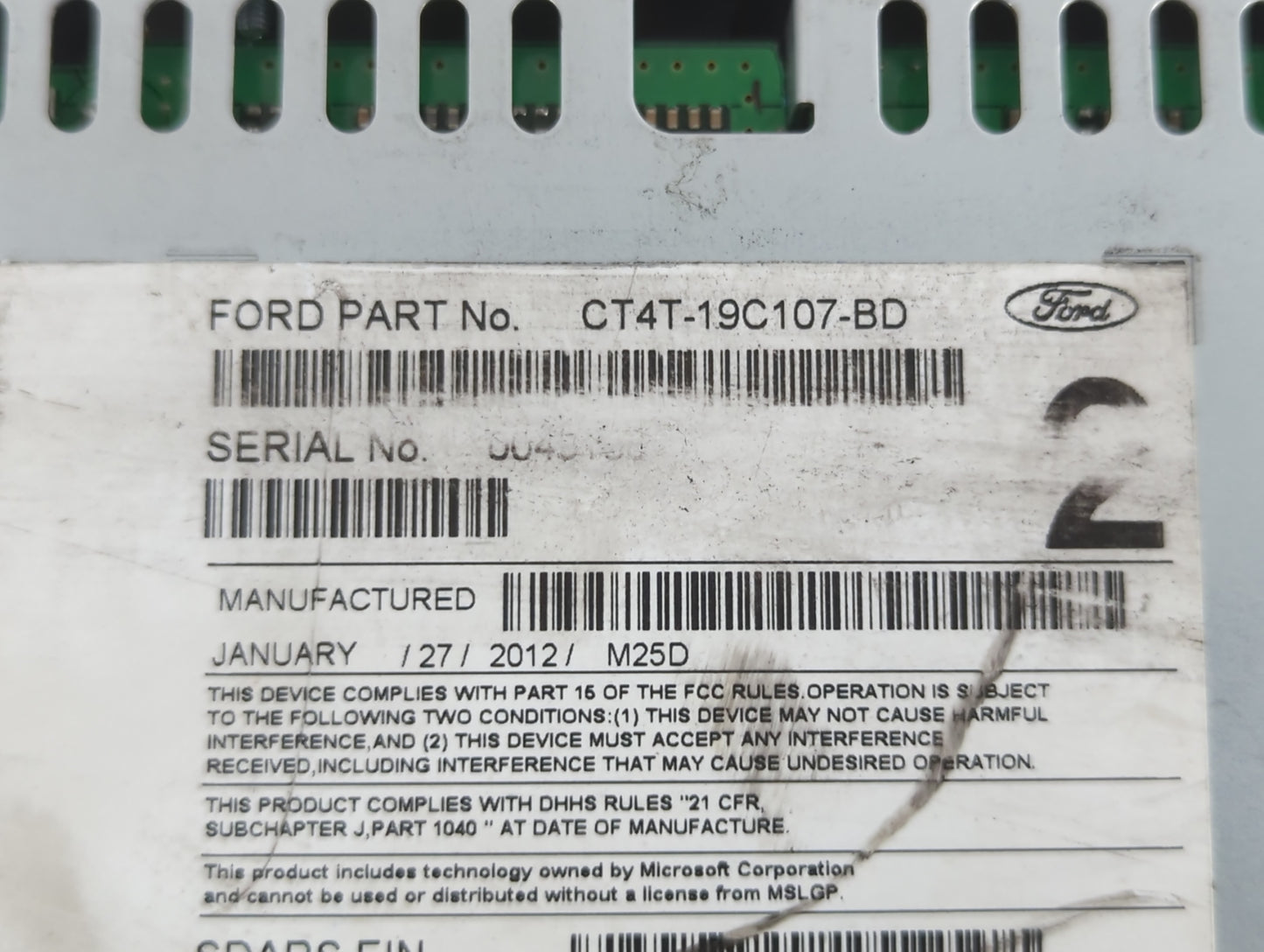2012 Ford Edge Radio AM FM Cd Player Receiver Replacement P/N:CT4T-19C107-BD Fits OEM Used Auto Parts - Oemusedautoparts1.co