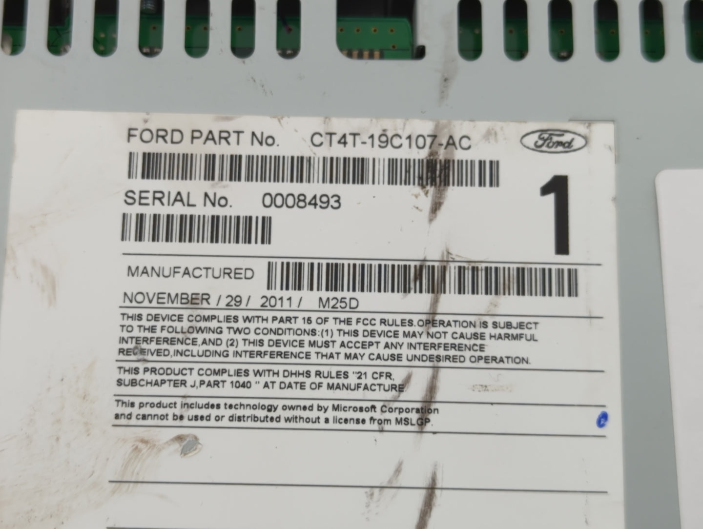 2012 Ford Edge Radio AM FM Cd Player Receiver Replacement P/N:CT4T-19C107-AC Fits Fits 2013 OEM Used Auto Parts - Oemusedaut