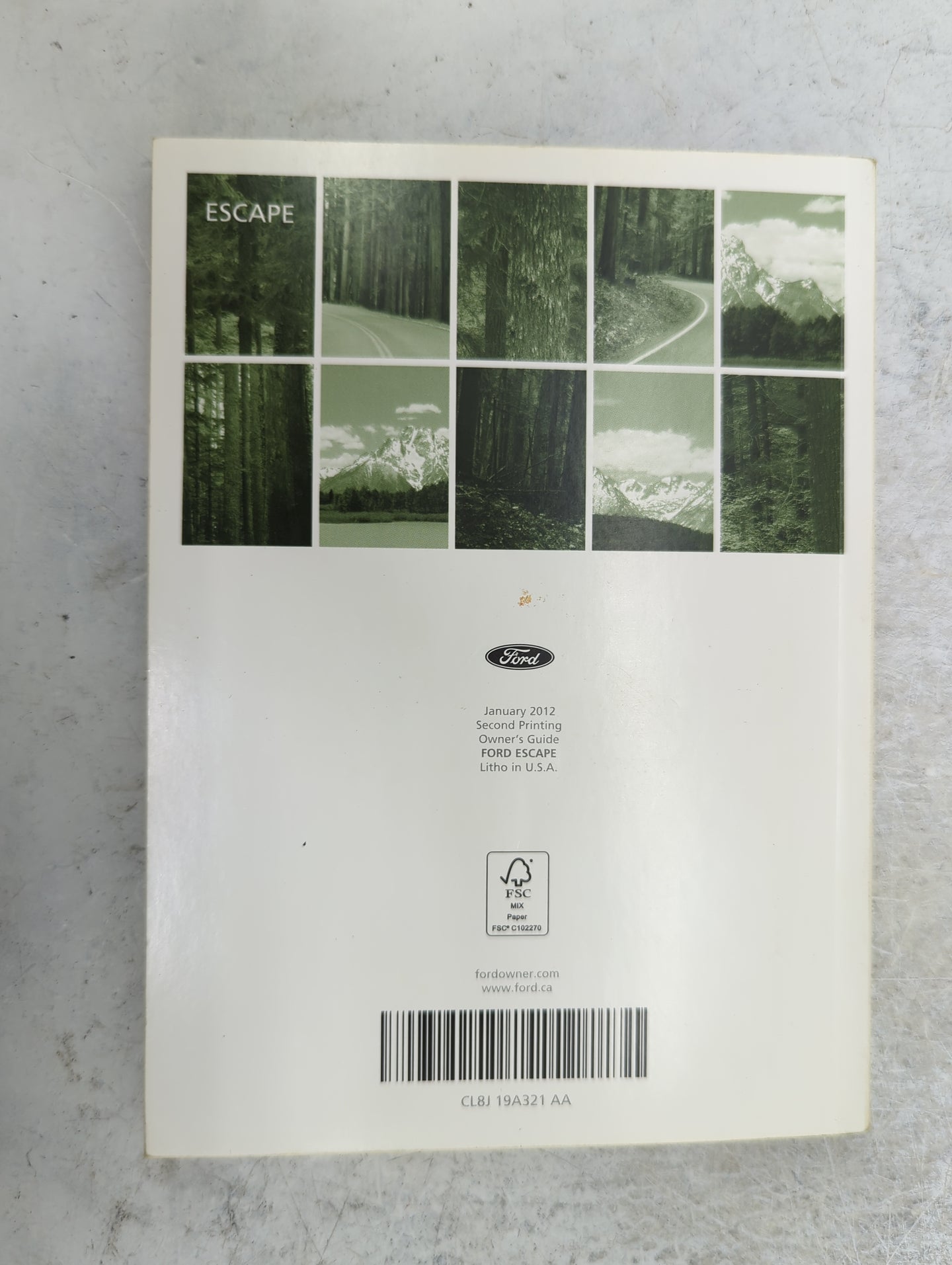 2012 Ford Escape Owners Manual Book Guide P/N:CL8J 19A321 AA CL8J 19A285 AA OEM Used Auto Parts - Oemusedautoparts1.com