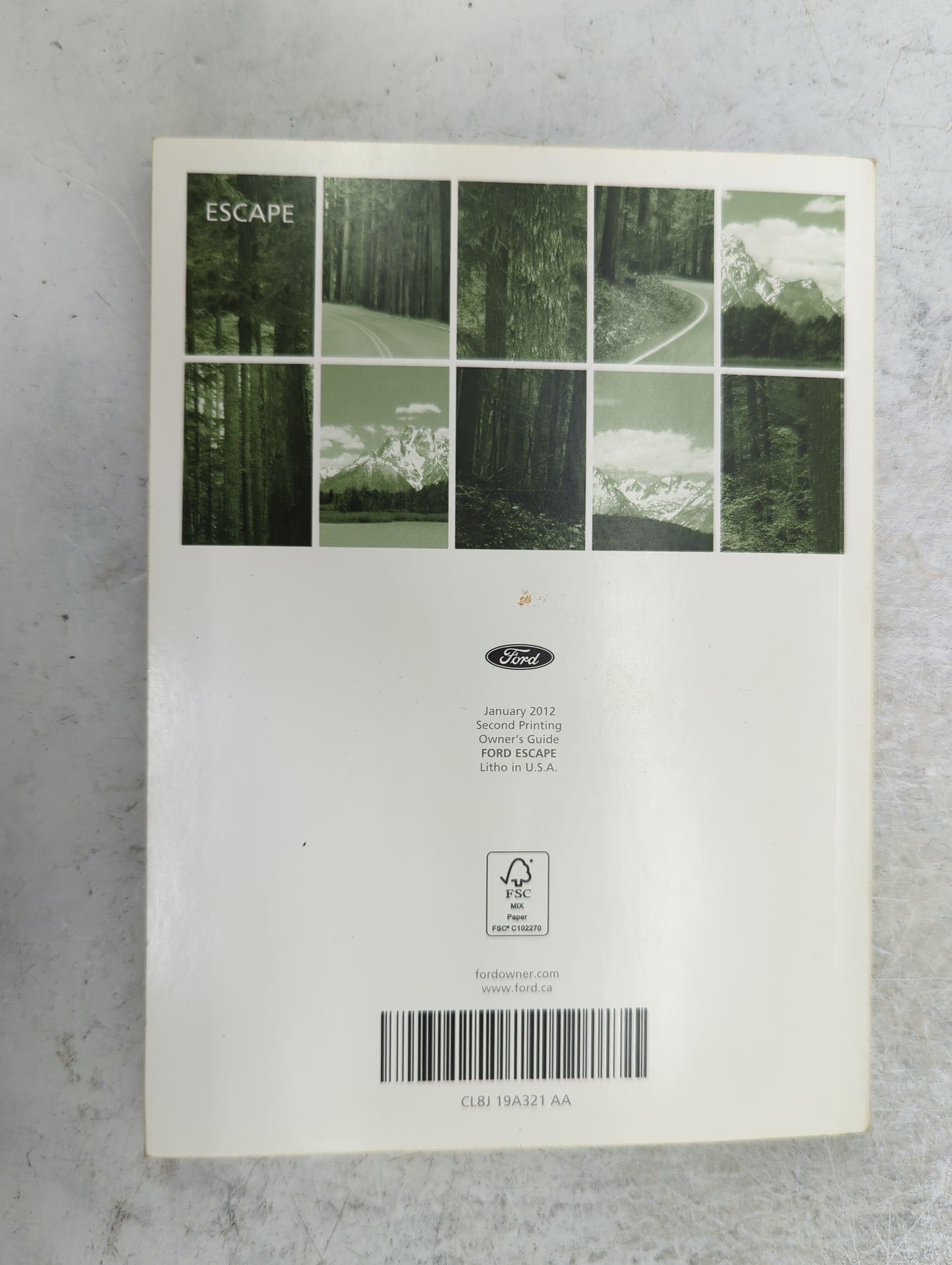 2012 Ford Escape Owners Manual Book Guide P/N:CL8J 19A321 AA CL8J 19A285 AA OEM Used Auto Parts - Oemusedautoparts1.com