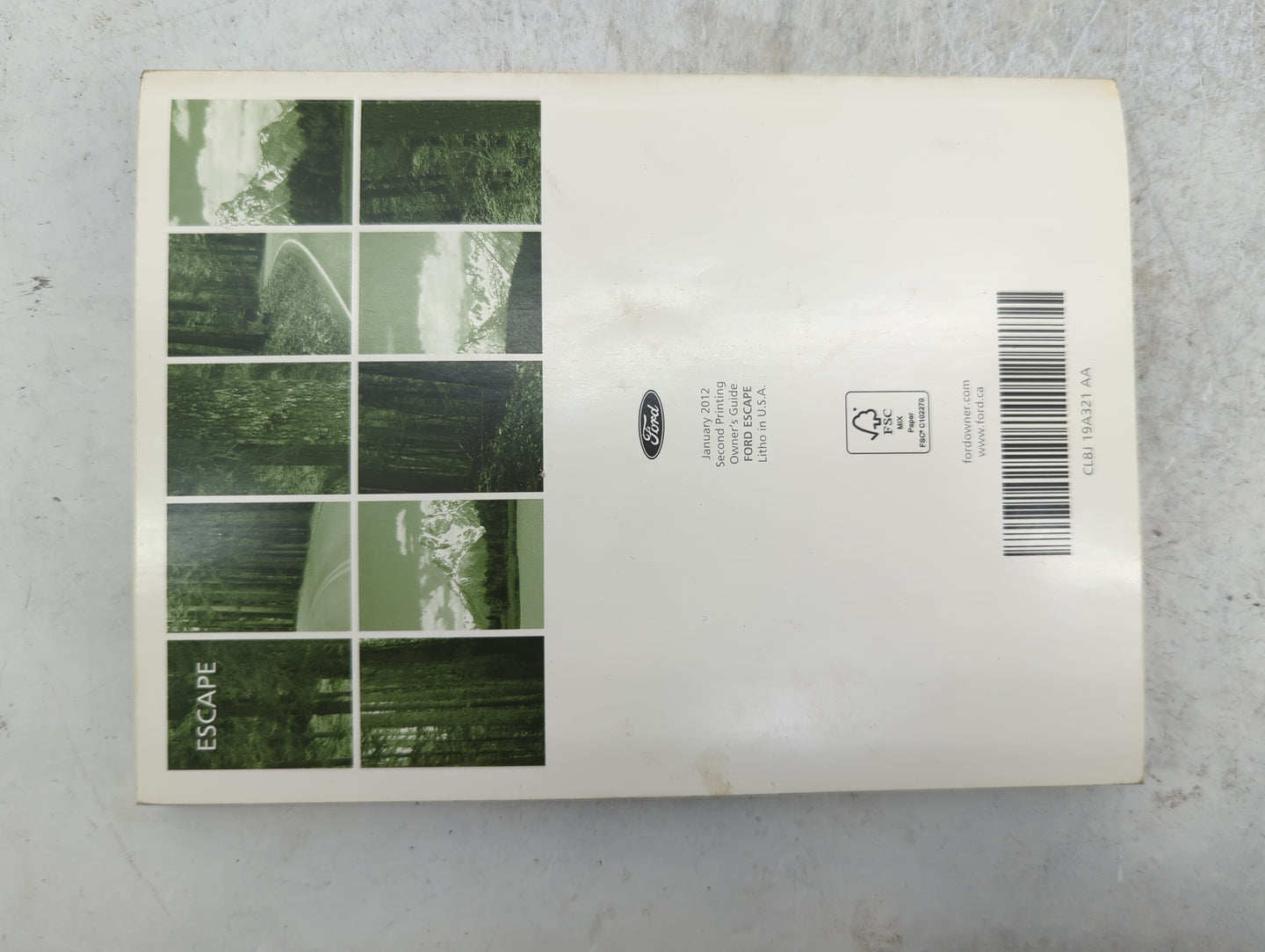 2012 Ford Escape Owners Manual Book Guide P/N:CL8J 19A321 AA OEM Used Auto Parts - Oemusedautoparts1.com
