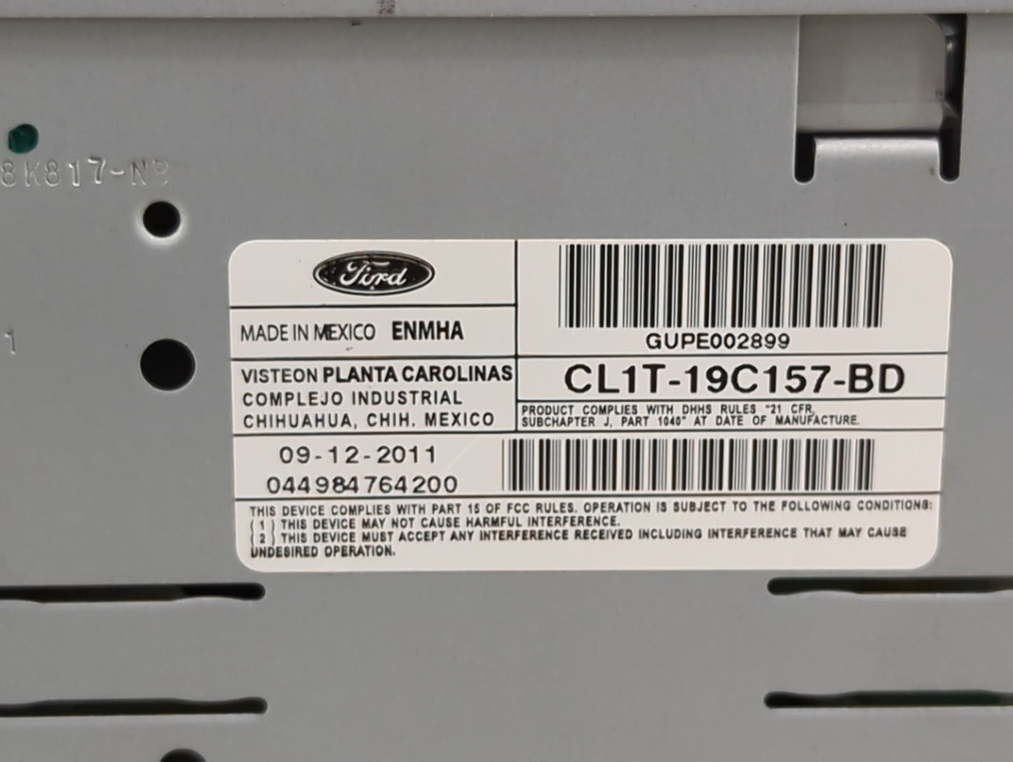 2012 Ford Expedition Radio AM FM Cd Player Receiver Replacement P/N:CL1T-19C157-BD Fits OEM Used Auto Parts - Oemusedautopar