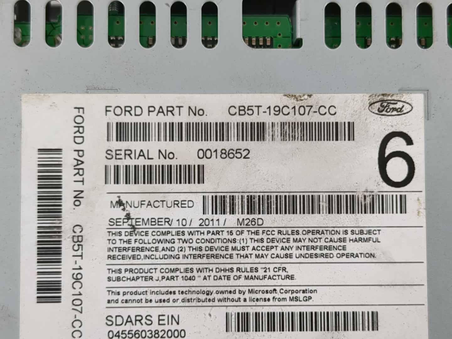 2012 Ford Explorer Radio AM FM Cd Player Receiver Replacement P/N:CB5T-19C107-CC Fits OEM Used Auto Parts - Oemusedautoparts