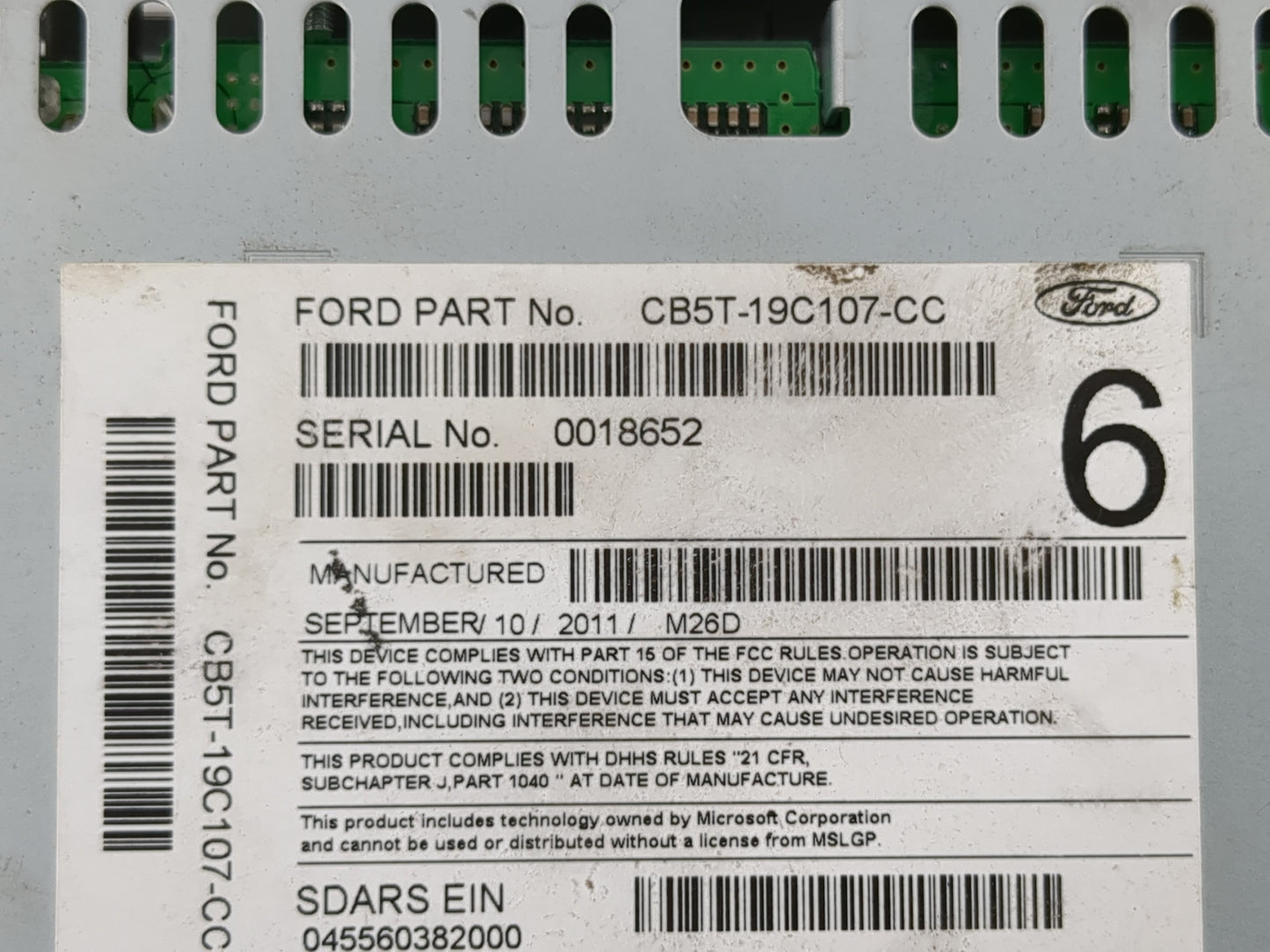 2012 Ford Explorer Radio AM FM Cd Player Receiver Replacement P/N:CB5T-19C107-CC Fits OEM Used Auto Parts - Oemusedautoparts