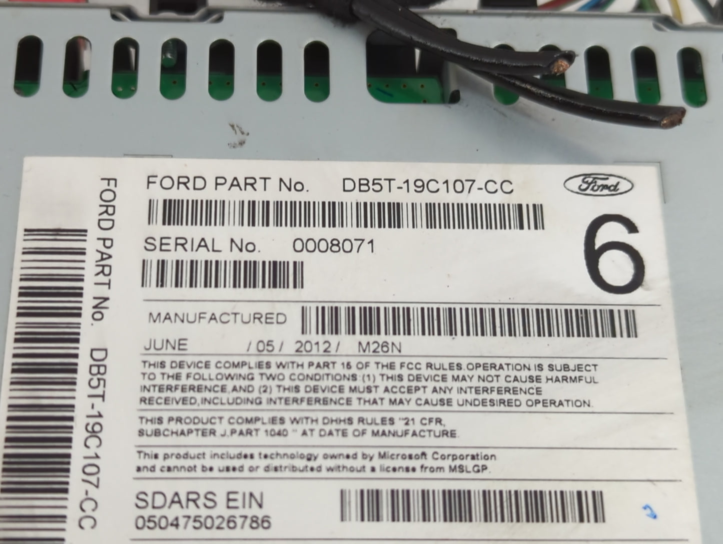 2012 Ford Explorer Radio AM FM Cd Player Receiver Replacement P/N:DB5T-19C107-CC Fits OEM Used Auto Parts - Oemusedautoparts