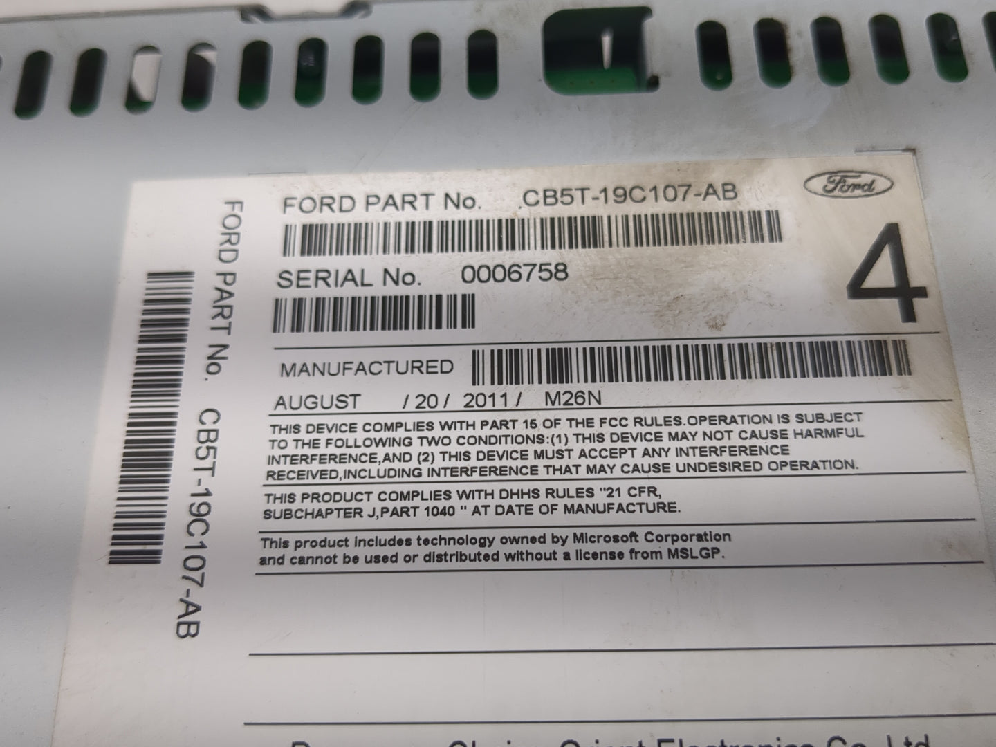 2012 Ford Explorer Radio AM FM Cd Player Receiver Replacement P/N:CB5T-19C107-AB Fits OEM Used Auto Parts - Oemusedautoparts