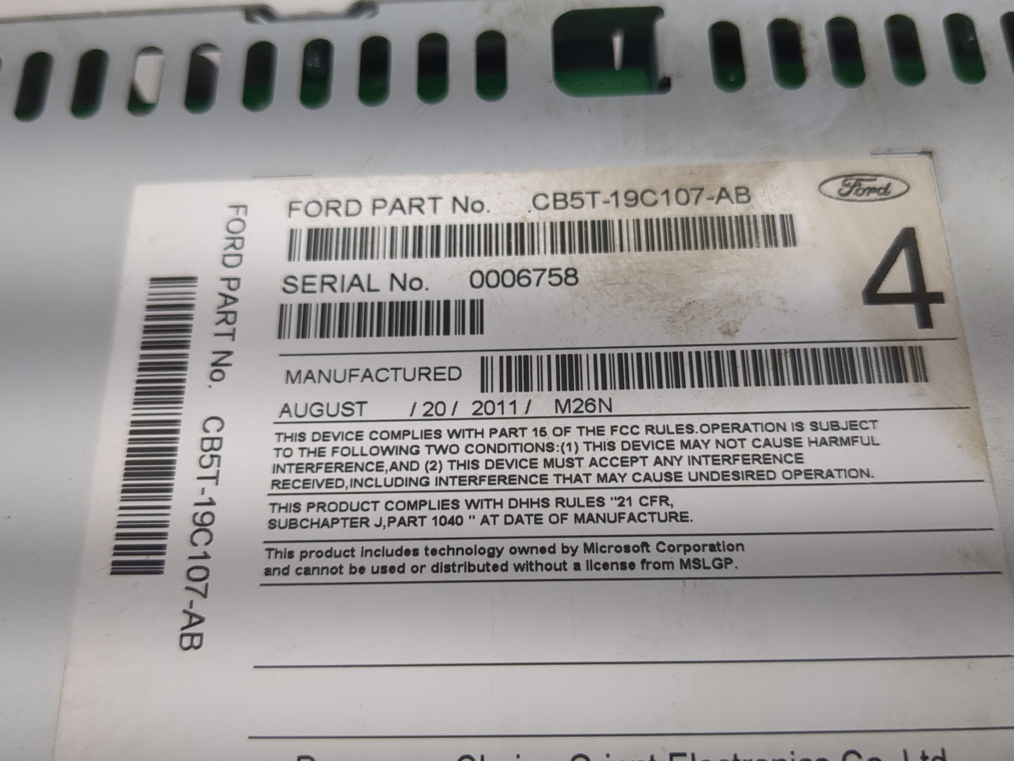 2012 Ford Explorer Radio AM FM Cd Player Receiver Replacement P/N:CB5T-19C107-AB Fits OEM Used Auto Parts - Oemusedautoparts