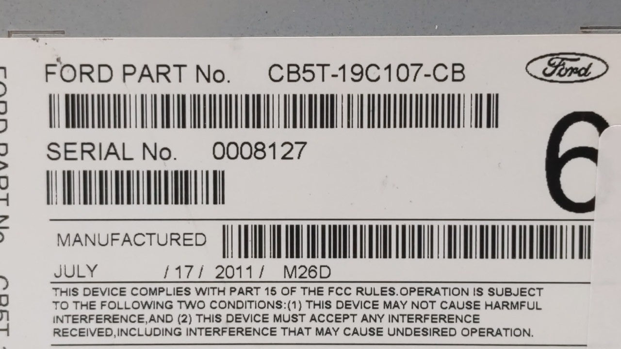 2012 Ford Explorer Radio AM FM Cd Player Receiver Replacement P/N:CB5T-19C107-CC CB5T-19C107-CB Fits OEM Used Auto Parts - O