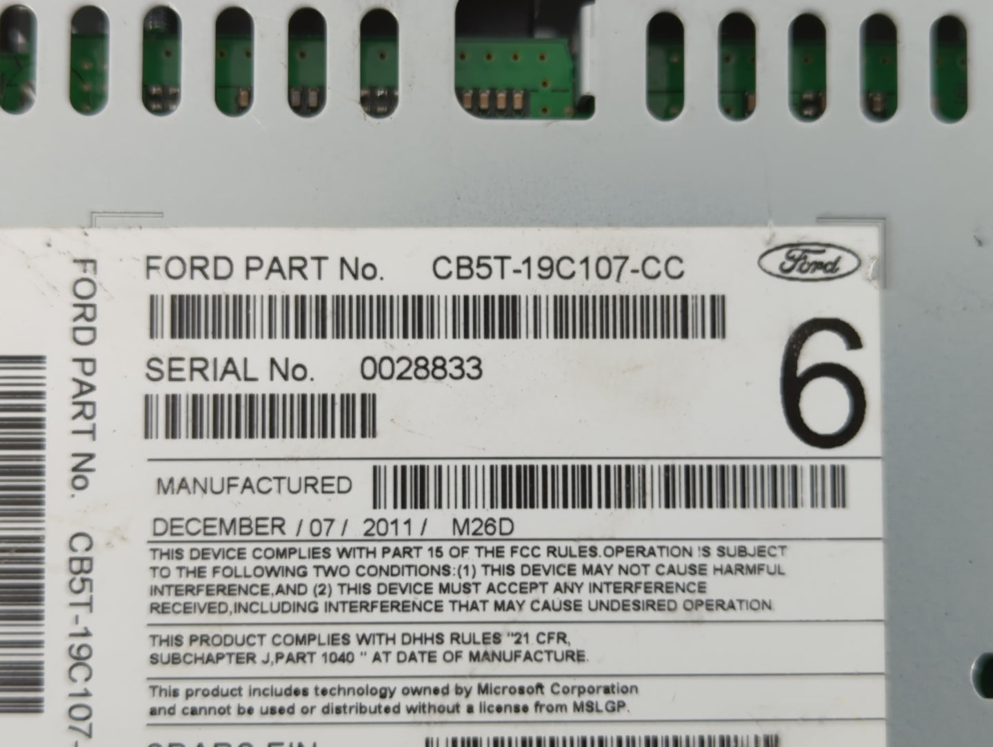 2012 Ford Explorer Radio AM FM Cd Player Receiver Replacement P/N:CB5T-19C107-CC CB5T-19C107-CB Fits OEM Used Auto Parts - O