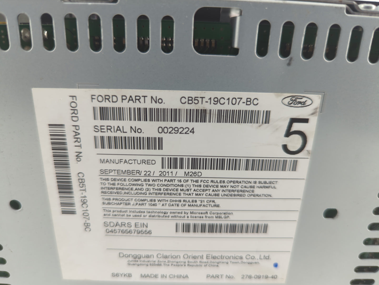 2012 Ford Explorer Radio AM FM Cd Player Receiver Replacement P/N:CB5T-19C107-BC CB5T-19C107-BB Fits OEM Used Auto Parts - O
