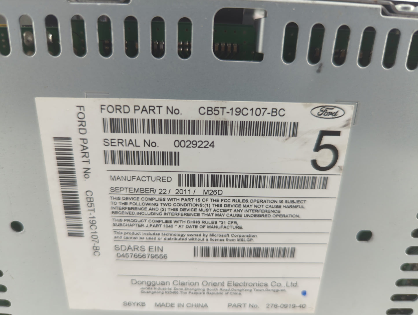 2012 Ford Explorer Radio AM FM Cd Player Receiver Replacement P/N:CB5T-19C107-BC CB5T-19C107-BB Fits OEM Used Auto Parts - O