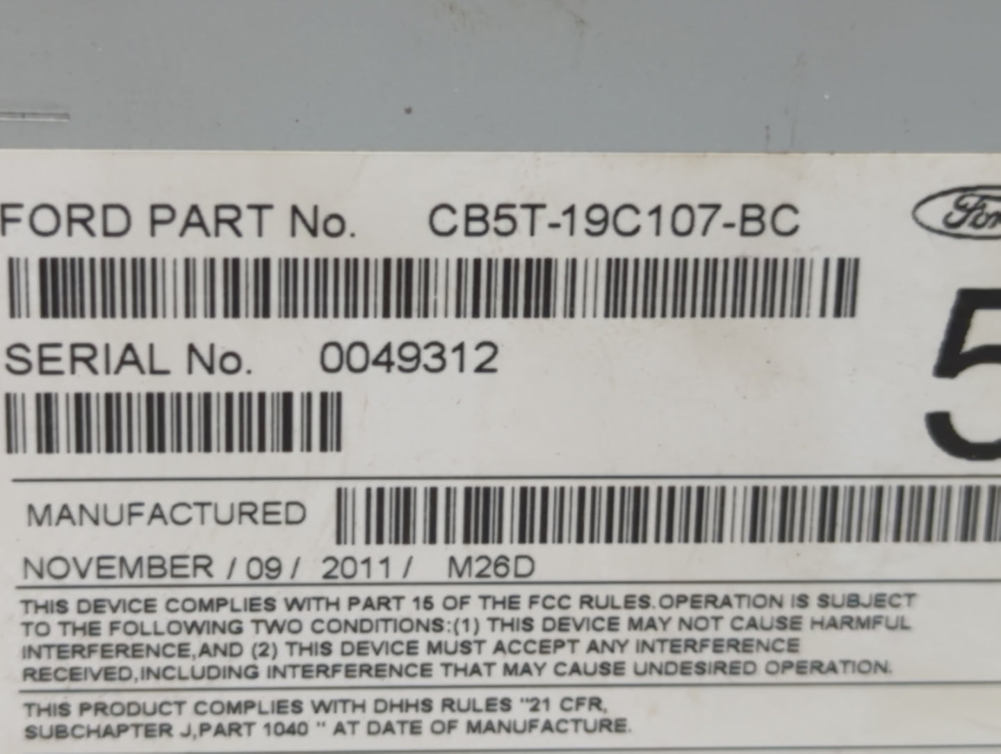 2012-2012 Ford Explorer Am Fm Cd Player Radio Receiver - Oemusedautoparts1.com