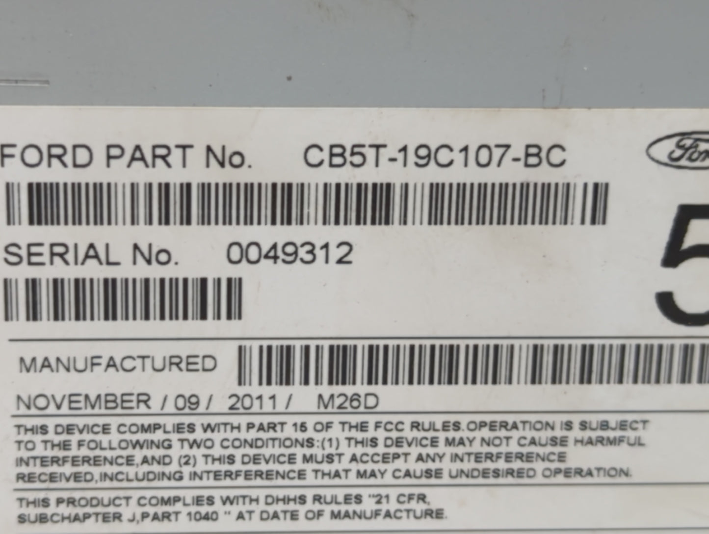 2012-2012 Ford Explorer Am Fm Cd Player Radio Receiver - Oemusedautoparts1.com