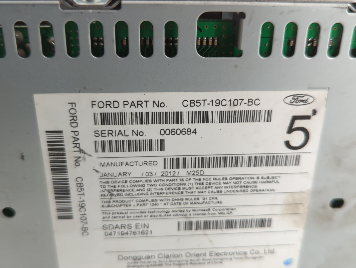 2012 Ford Explorer Radio AM FM Cd Player Receiver Replacement P/N:CB5T-19C107-BC CB5T-19C107-BB Fits OEM Used Auto Parts - O