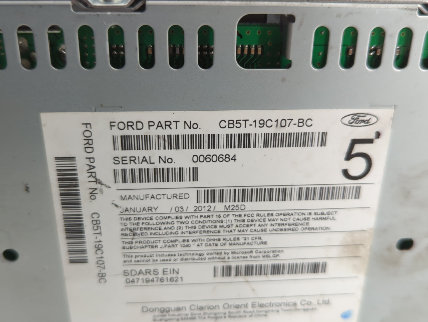 2012 Ford Explorer Radio AM FM Cd Player Receiver Replacement P/N:CB5T-19C107-BC CB5T-19C107-BB Fits OEM Used Auto Parts - O