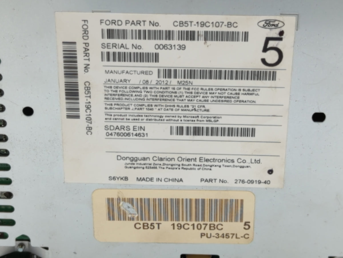 2012-2012 Ford Explorer Am Fm Cd Player Radio Receiver 553883 - Oemusedautoparts1.com