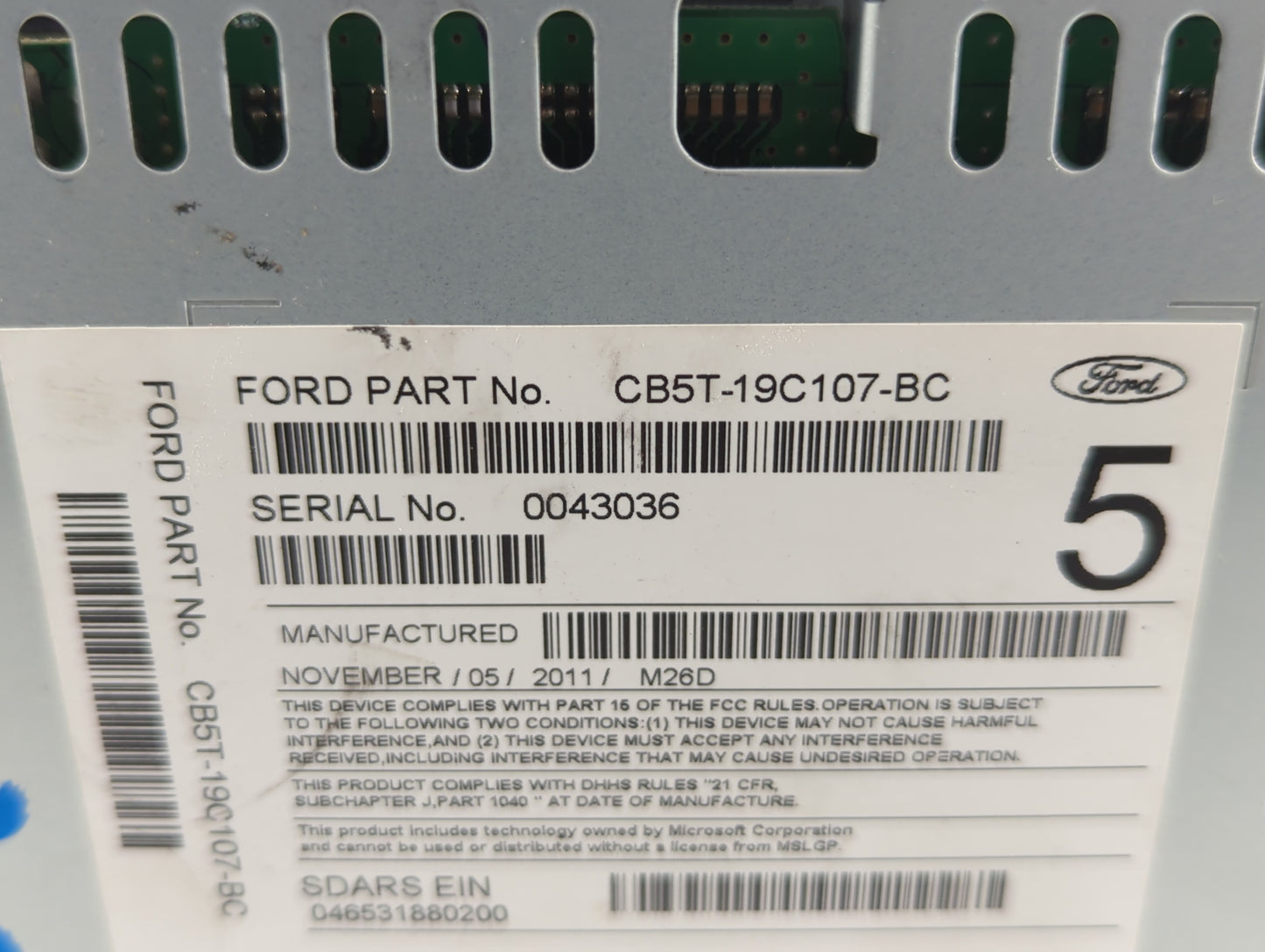 2012 Ford Explorer Radio AM FM Cd Player Receiver Replacement P/N:CB5T-19C107-BC Fits OEM Used Auto Parts - Oemusedautoparts