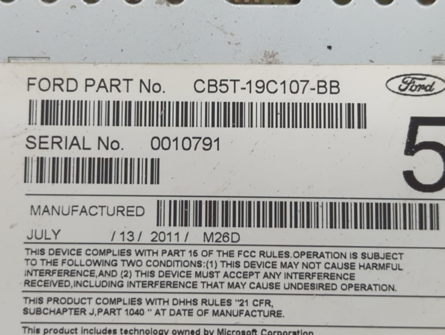 2012 Ford Explorer Radio AM FM Cd Player Receiver Replacement P/N:CB5T-19C107-BB Fits OEM Used Auto Parts - Oemusedautoparts
