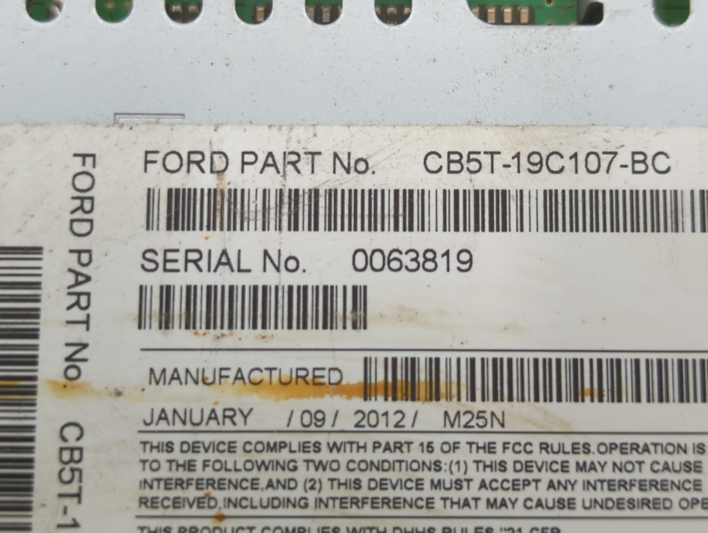 2012 Ford Explorer Radio AM FM Cd Player Receiver Replacement P/N:CB5T-19C107-BC Fits OEM Used Auto Parts - Oemusedautoparts