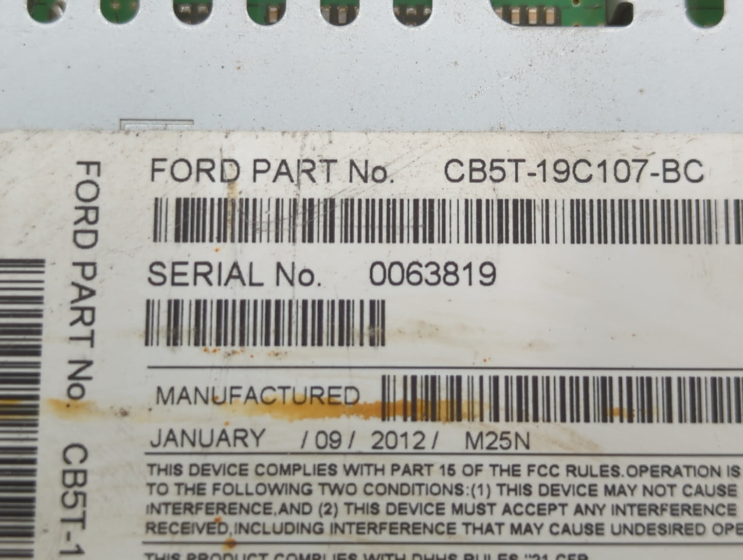 2012 Ford Explorer Radio AM FM Cd Player Receiver Replacement P/N:CB5T-19C107-BC Fits OEM Used Auto Parts - Oemusedautoparts