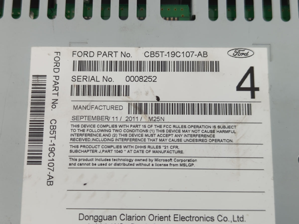2011-2013 Ford Explorer Radio AM FM Cd Player Receiver Replacement P/N:CB5T-19C107-AB Fits 2011 2012 2013 OEM Used Auto Part