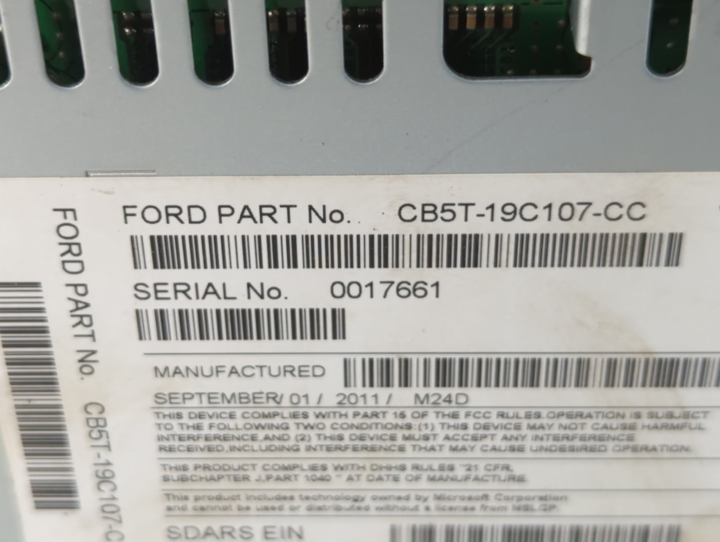2012 Ford Explorer Radio AM FM Cd Player Receiver Replacement P/N:CB5T-19C107-CC Fits OEM Used Auto Parts - Oemusedautoparts