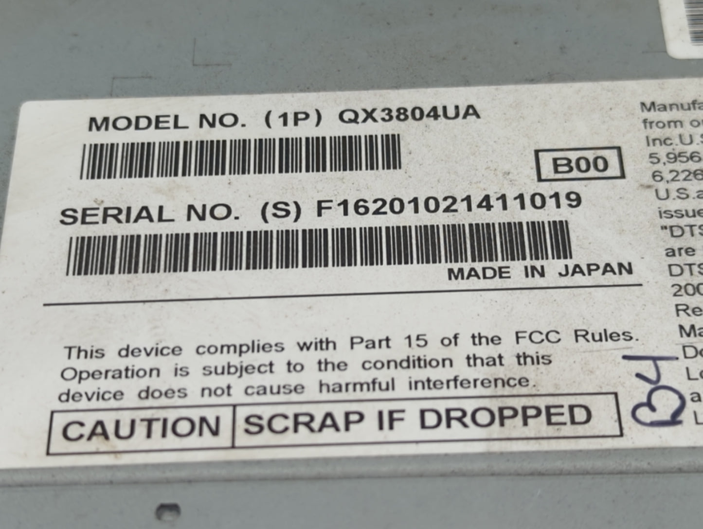 2011-2012 Ford F-150 Radio AM FM Cd Player Receiver Replacement P/N:QX3804UA Fits Fits 2011 2012 OEM Used Auto Parts - Oemus