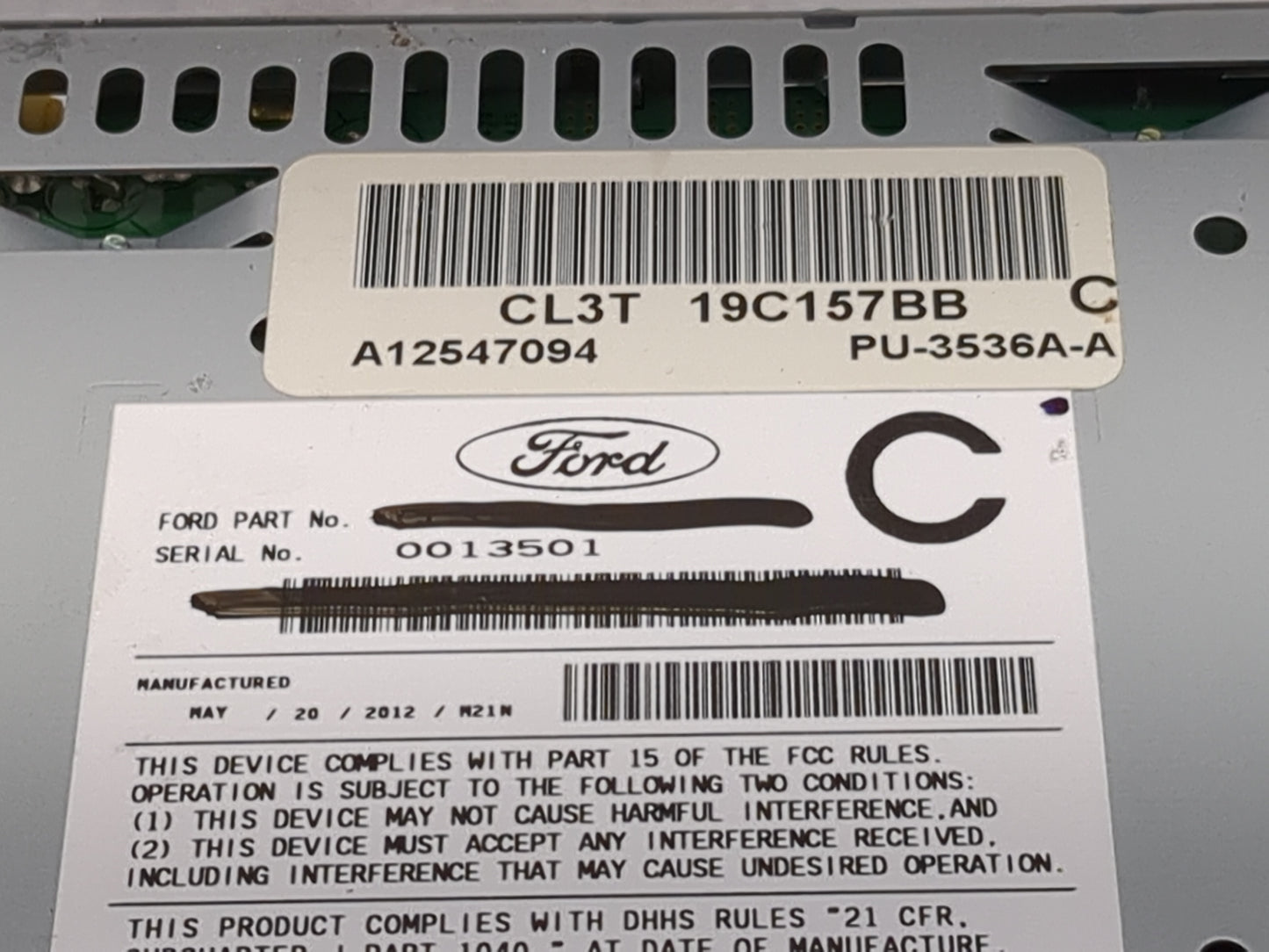 2012-2014 Ford F-150 Radio AM FM Cd Player Receiver Replacement P/N:PU-3536A-A CL3T19C157BB Fits Fits 2012 2013 2014 OEM Use