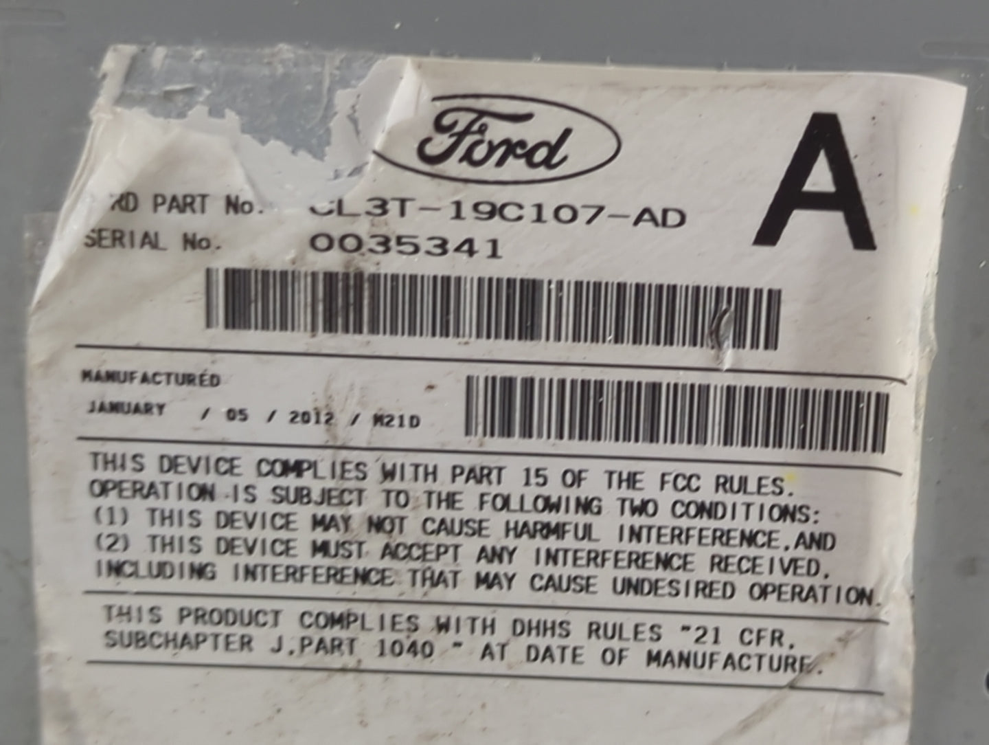 2012 Ford F150 Pickup Radio AM FM Cd Player Receiver Replacement P/N:CL3T-19C107-AD PU-3466A-A(W), 276-0736-84 Fits OEM Used